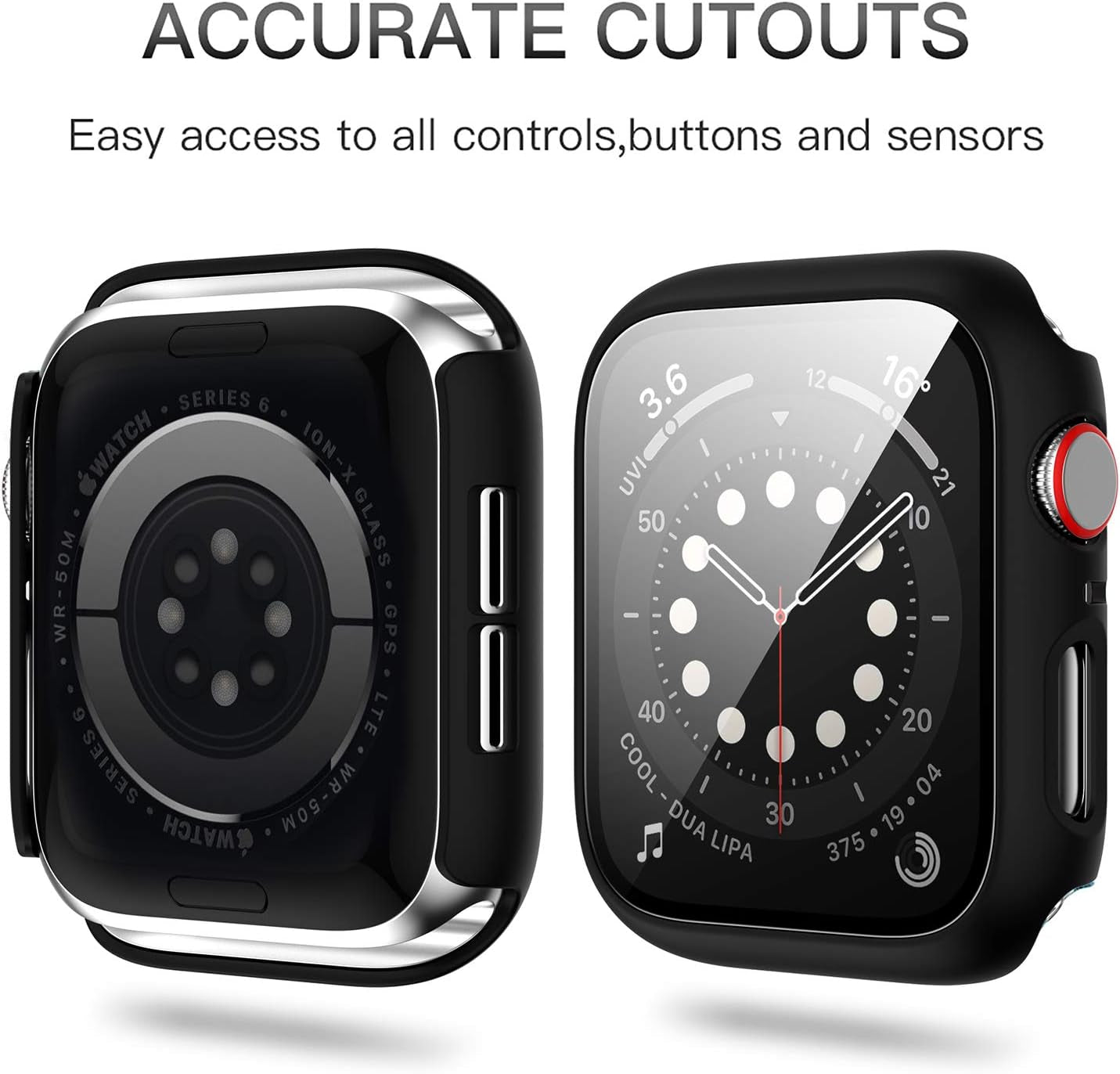 For Apple Watch 44Mm SE Series 4/5/6 Screen Protector Case 12 Pack | PC Hard Cover with Tempered Glass Film Highly Responsive Touch Scratch Resistant Protective Bumper for Iwatch Accessories