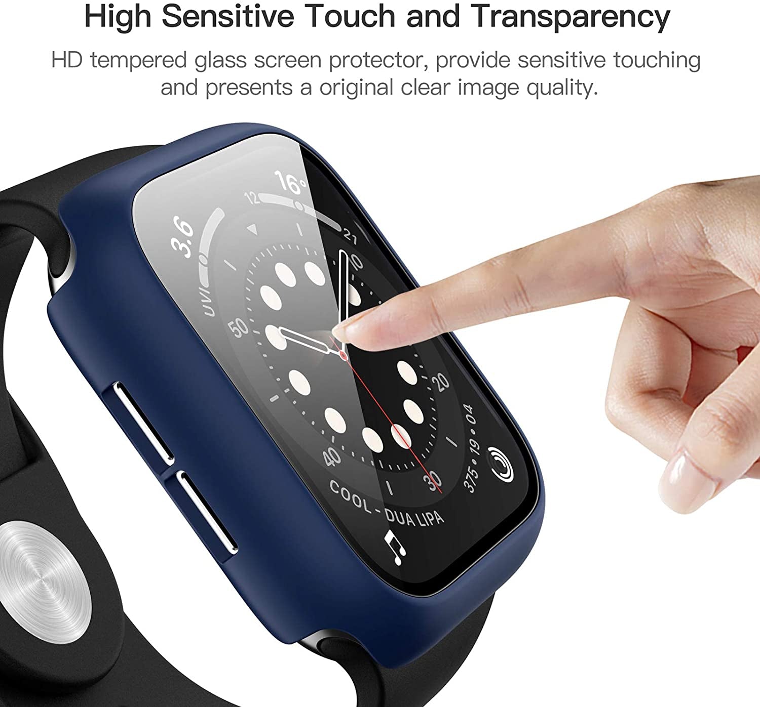 For Apple Watch 44Mm SE Series 4/5/6 Screen Protector Case 12 Pack | PC Hard Cover with Tempered Glass Film Highly Responsive Touch Scratch Resistant Protective Bumper for Iwatch Accessories